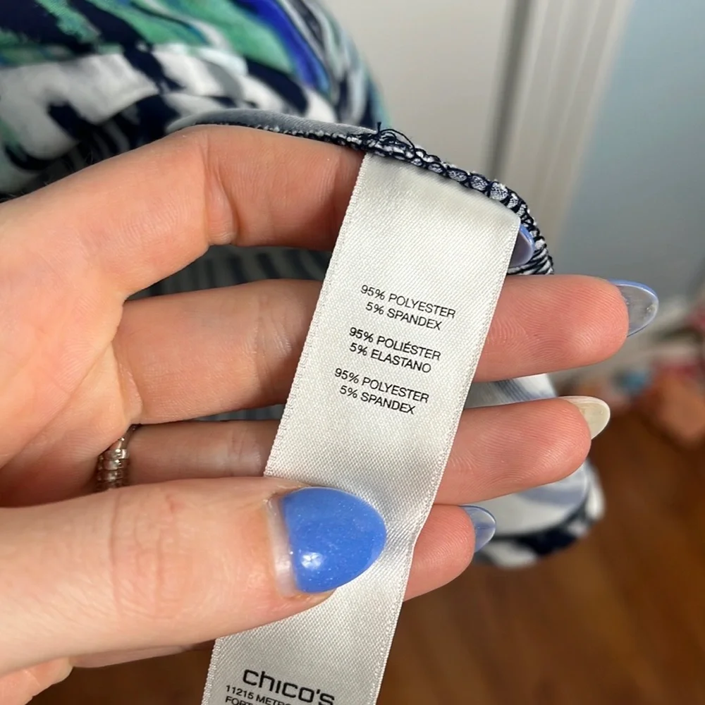 Chico’s Blue Green Watercolor Patterned Sleeveless Dress Size 1 (8) - Picture 6 of 9